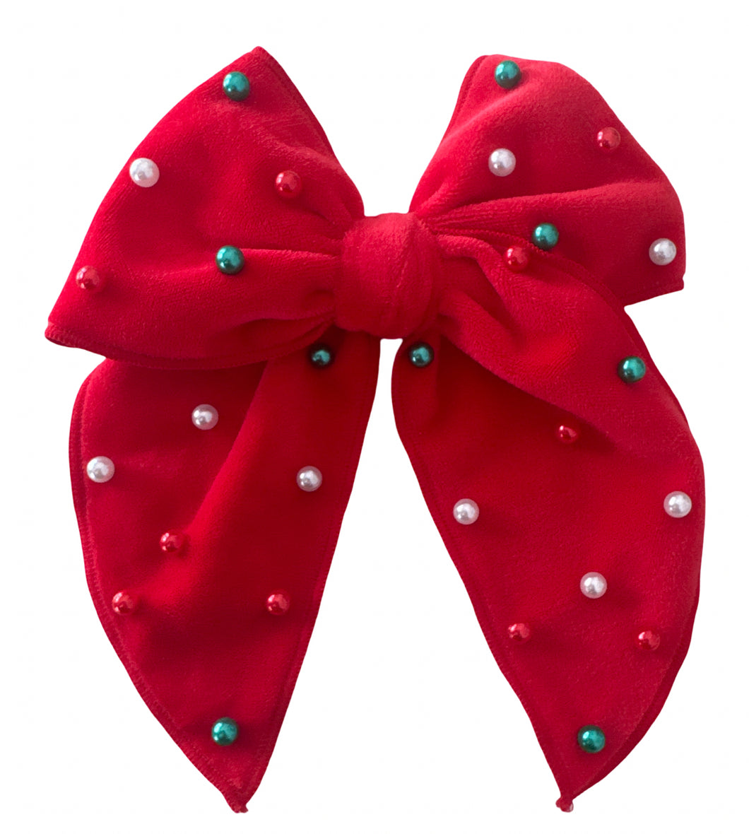 Red Holiday Pearl Camila Bow