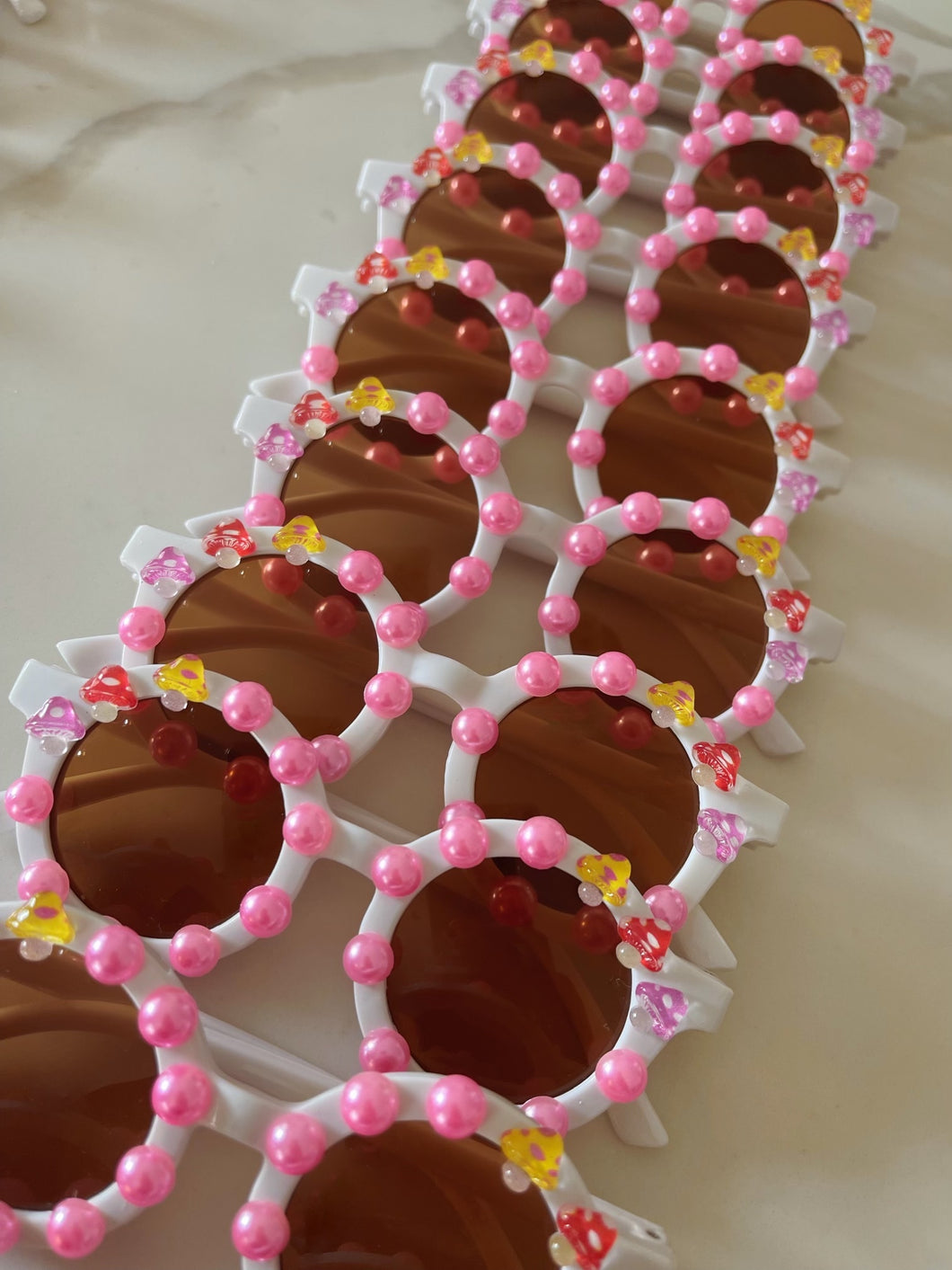 Pink Mushrooms Kusama Inspired Alina Round Sunnies